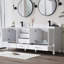Meuble-lavabo à cadre en bois massif 80 po avec comptoir en marbre et lavabo double, simple trou-107388141