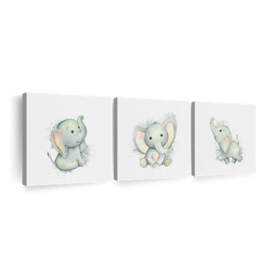Reproduction sur toile Playful Baby Elephants Smudge