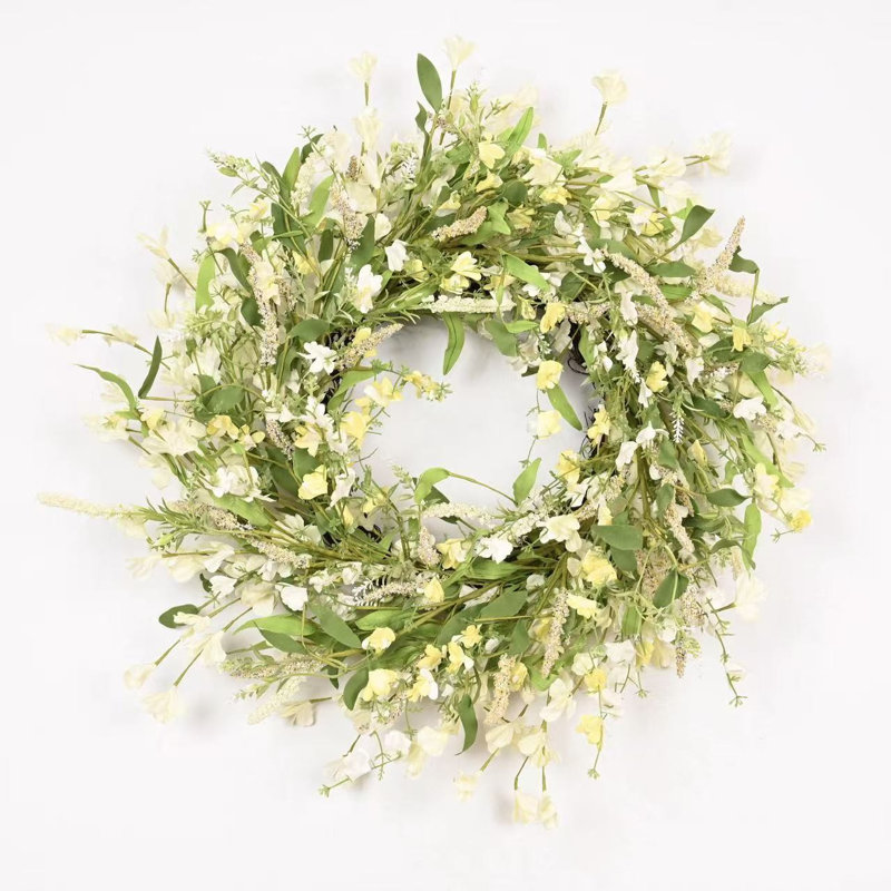 Couronne florale 22 po Forsythia, Vert / Jaune