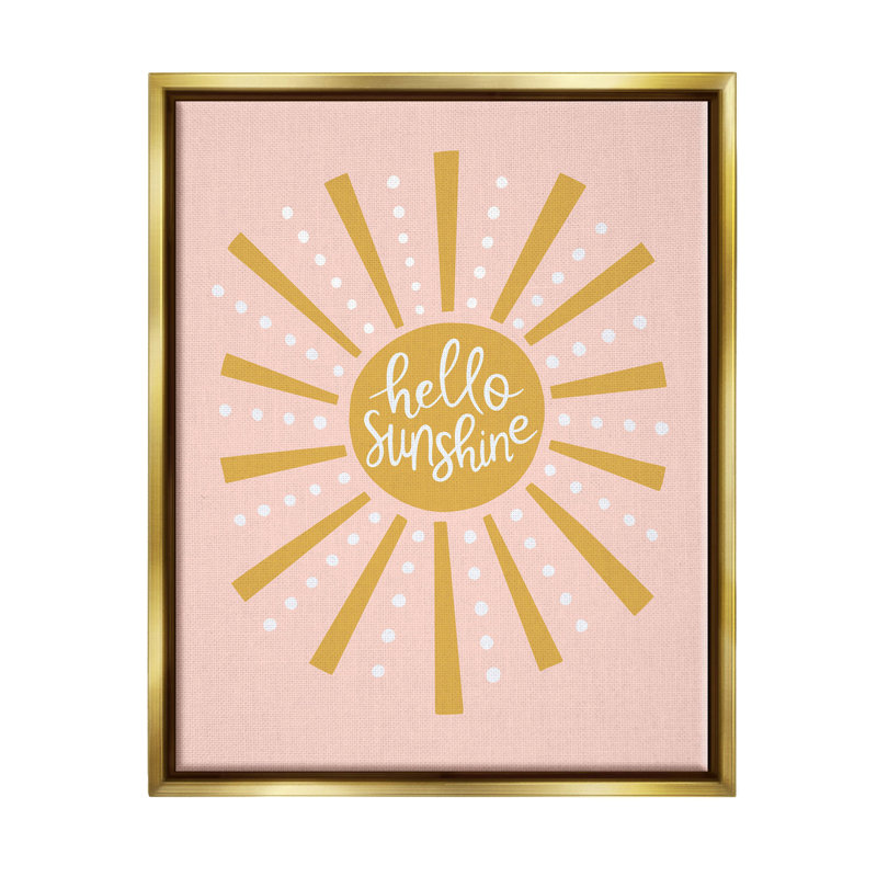«Hello Sunshine Sun Rays» par Nina Seven - impression sur bois, H 21 po x l 17 po x P 1,7 po, Cadre flottant métallique doré