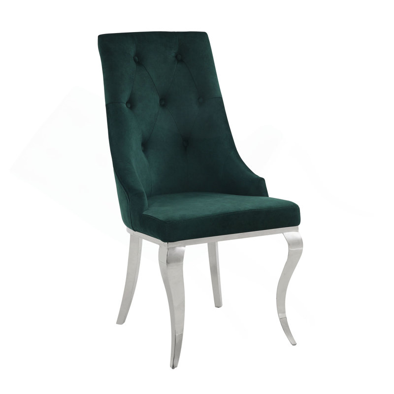Ensemble de 2 chaises d'appoint en tissu et en acier inoxydable, Vert