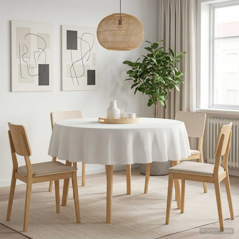 Table Cloth Plain Polyester Cover Fabric Tablecloth Kitchen Dining for, 180 cm L, White, 5