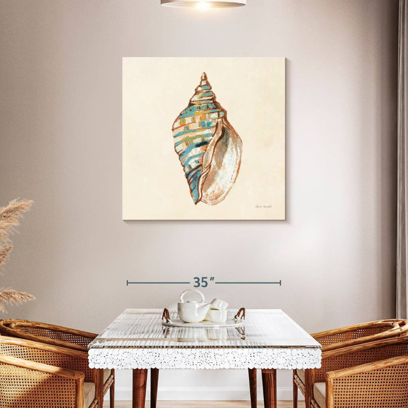 Aletra Coastal Teal Seashell III, 36" H x 36" W