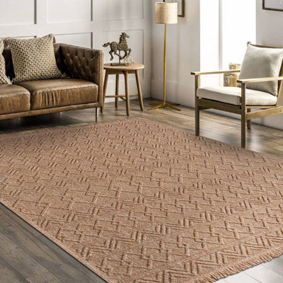 Modern Brown Machine Washable Non-Slip Area Rug