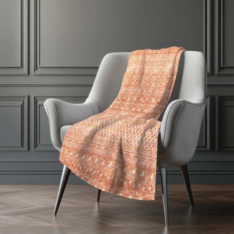 Jeté bohème Addison Sherpa ASB709, Saumon