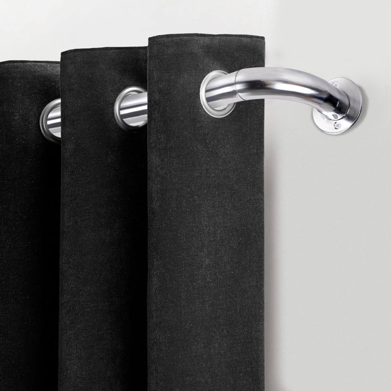 Adjustable 3cm Single Curtain Pole, Chrome, 5cm H x 210cm W x 9cm D