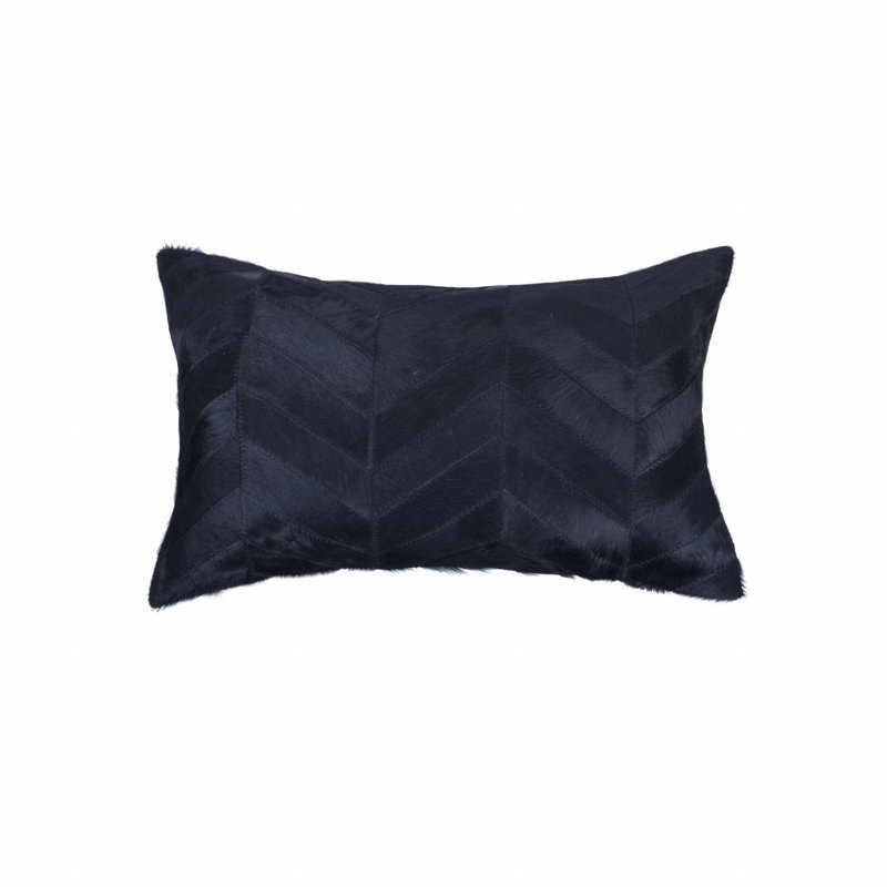 12" x 20" Chevron Cowhide Throw Pillow, Black Natural Chevron