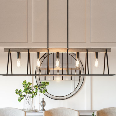 Luminaire suspendu linéaire à 5 lumières pour îlot de cuisine Esmeralda