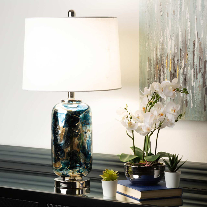 Cranmo 61.2cm Table Lamp for Bedroom Furniture, Bedside Buffet Lamp with Glass Base