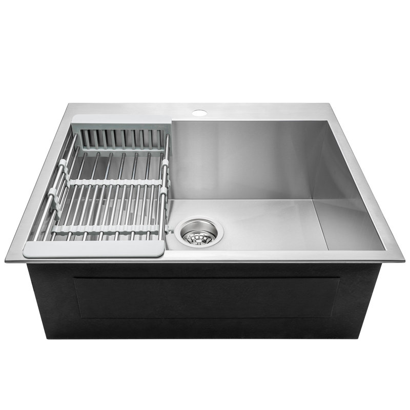 Brushed Stainless Steel Single Bowl Kitchen Sink with Faucet Kit