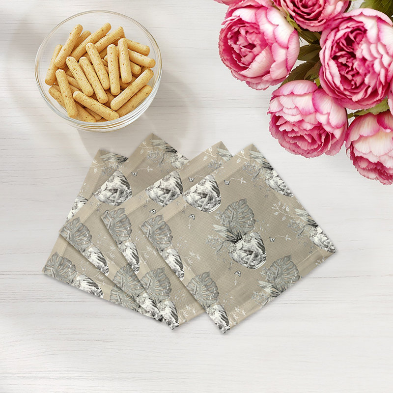 Monkey Small Jungle Cotton Sateen Cocktail Napkins, Greenwhich