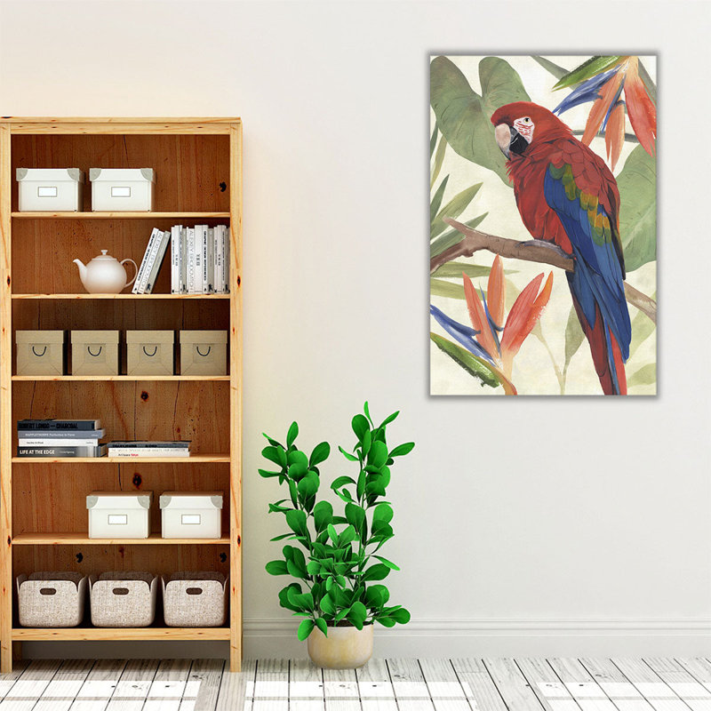 «Tropical Parrot Composition II», reproduction d'art sur toile, H 30 po x l 20 po