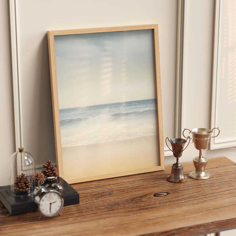 Reproduction d'une plage tranquille, vagues douces, Illustration de la nature, petite œuvre d'art, H 10 po x l 8 po, Naturel