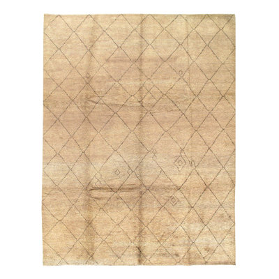 Moroccan Wool Geometric Area Rug in Ivory