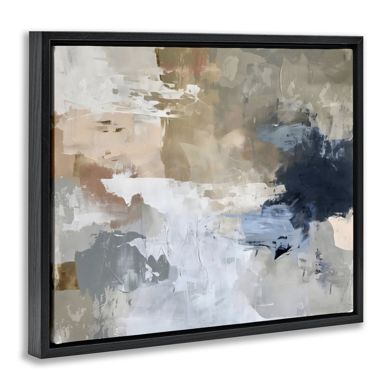 Toile abstraite, coups de pinceau terreux et flottant, design par LSR Creative Studio, Noir, H 17 po x l 21 po
