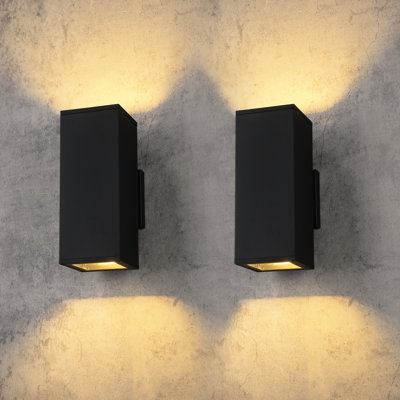 12 Inch Up And Down Rectangular Outdoor Wall Light, Waterproof Exterior Wall Sconces, E26 Base