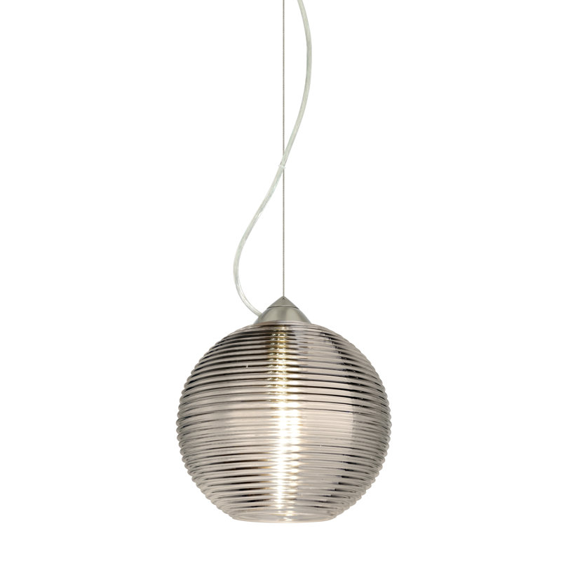 Luminaire sphère suspendu 1 lumières simple Kristall, Bronze brossé, Fumée