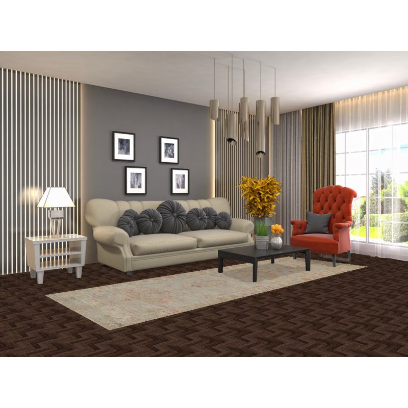 Vegetable Dye Oushak Turkish Runner Rug 3x10