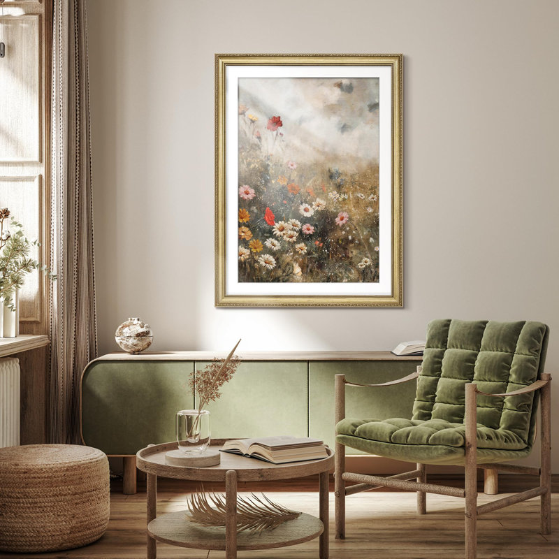 Décoration murale encadrée rustique, fleurs de marguerites sauvages, Oui