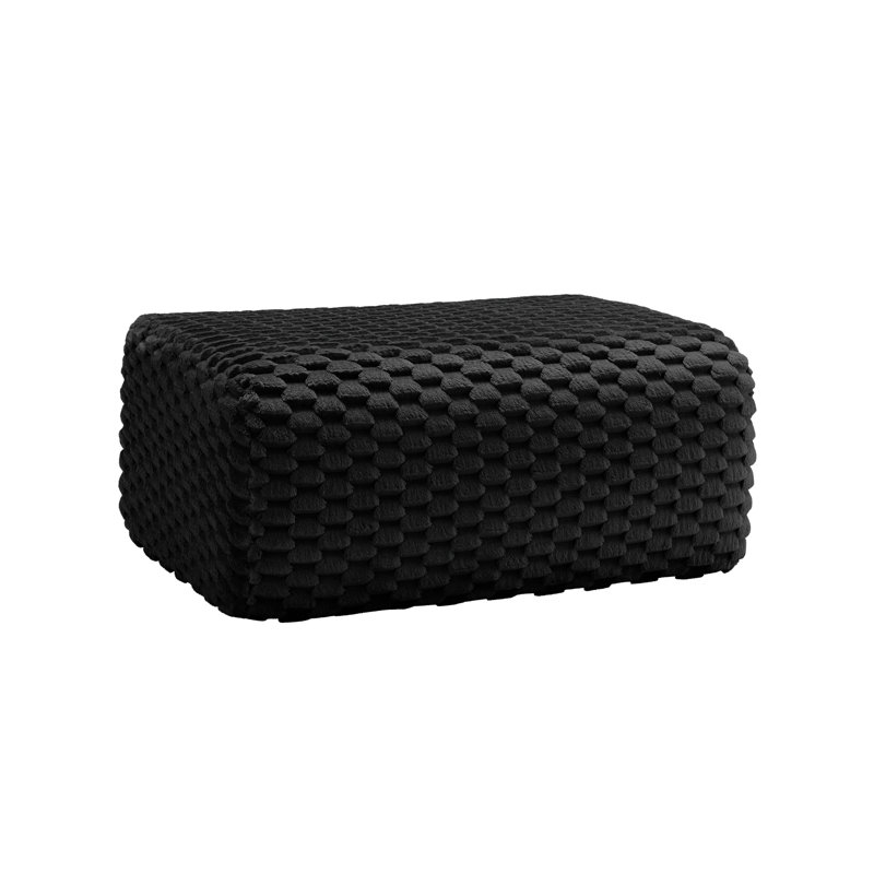 Repose-pieds rembourré noir en flanelle rectangulaire