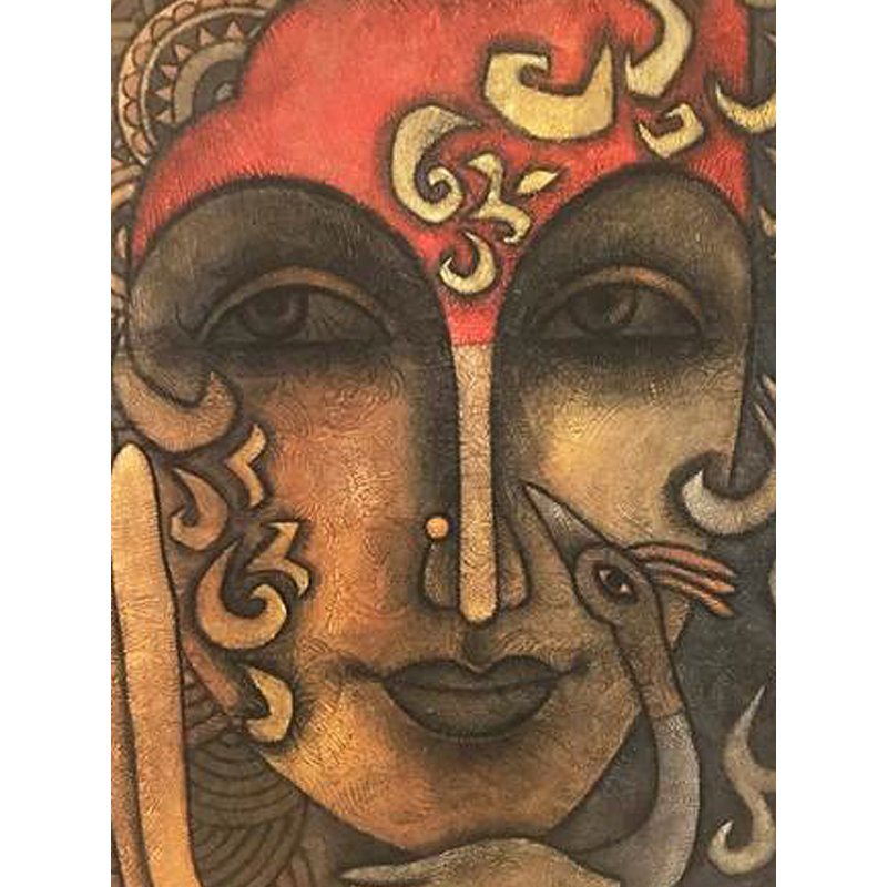 Deity Face Portrait In Pale Colours Advaitha | Figurative Art | By Krishna Ashok