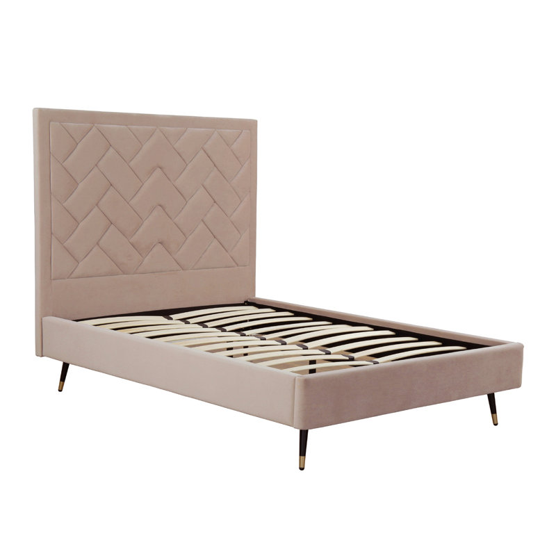 Lit plateforme en bois d'eucalyptus Crosby, Double, Brun clair