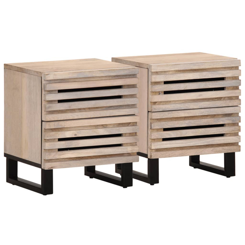 40cm W Steel Bedside Table, Natural