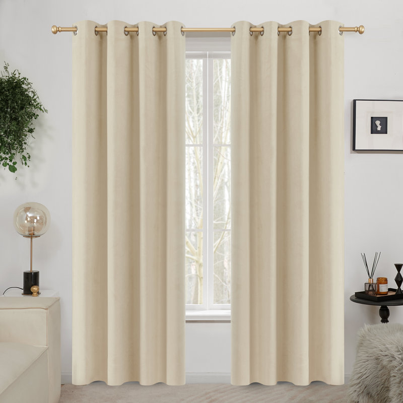 Zmari Blackout Curtain Pair, 52" W x 72" L, Beige
