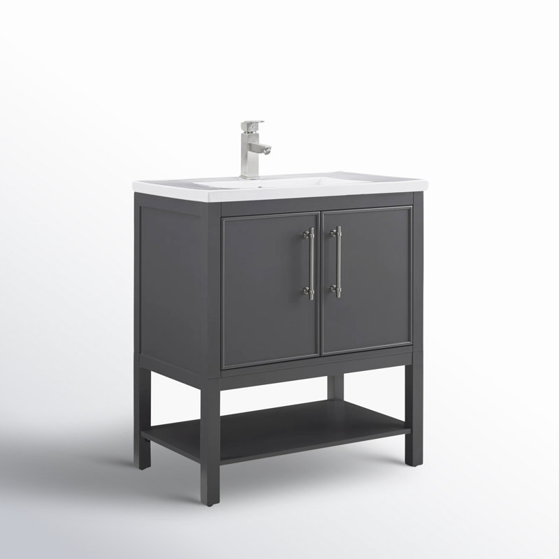 Ensemble de meuble-lavabo simple 30 po Jewell, Gris foncé / nickel brossé