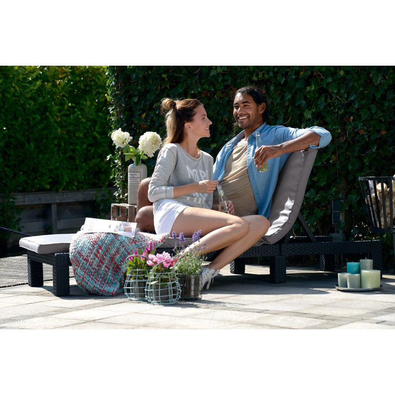 Reclining Sun Lounger with Cushion, Grey