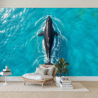 Papier peint adhésif auto-adhésif moderne pour la chambre à coucher Peel and Stick L 100 "x l 144" avec vue aérienne Orca
