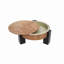 Table basse ronde de 33 po avec rangement caché, table d'appoint moderne en placage de bois Wabi-Sabi, table d'appoint centrale robuste à 3 pieds-1231473422