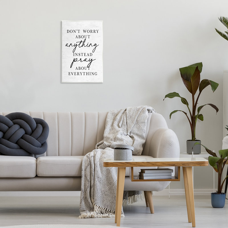 Plaque murale Pray plutôt que de s'inquiéter, design par lettré et doublé, H 15 po x l 10 po