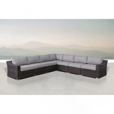 Fully Assembled 7-Piece Rattan Outdoor Sectional Seating Group With Cushions