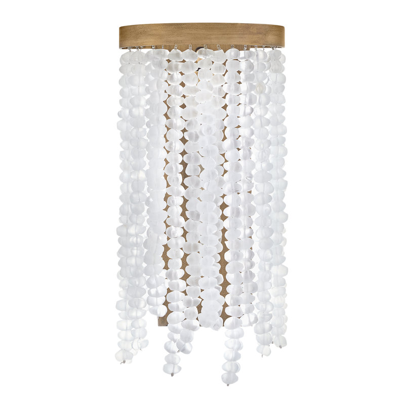 Dune Single Light Hand-Strung Sea Glass Wall Sconce, Burnished Gold
