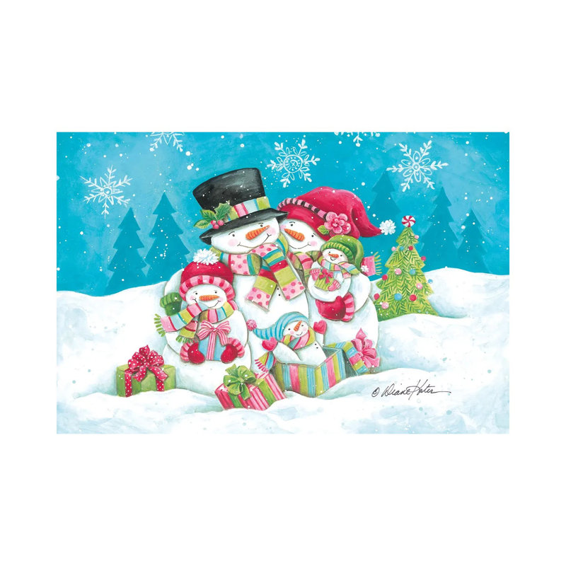 «Happy Holiday Snow Family», reproduction d'art sur toile tendue
