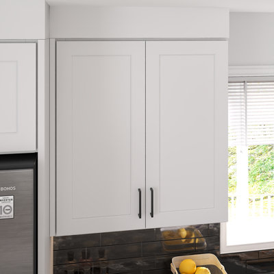 Meuble de cuisine mural 2 portes - 2 étagères, à monter soi-même, 30,5 cm (P) x 84 cm (L) x 91,5 cm (H), blanc