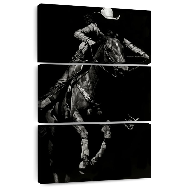 Lelar Scratchboard Rodeo IV, 32" H x 20" W
