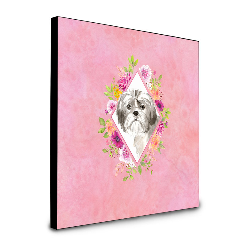 Panneau mural Dollman Flowers, Rose, Shih Tzu 2