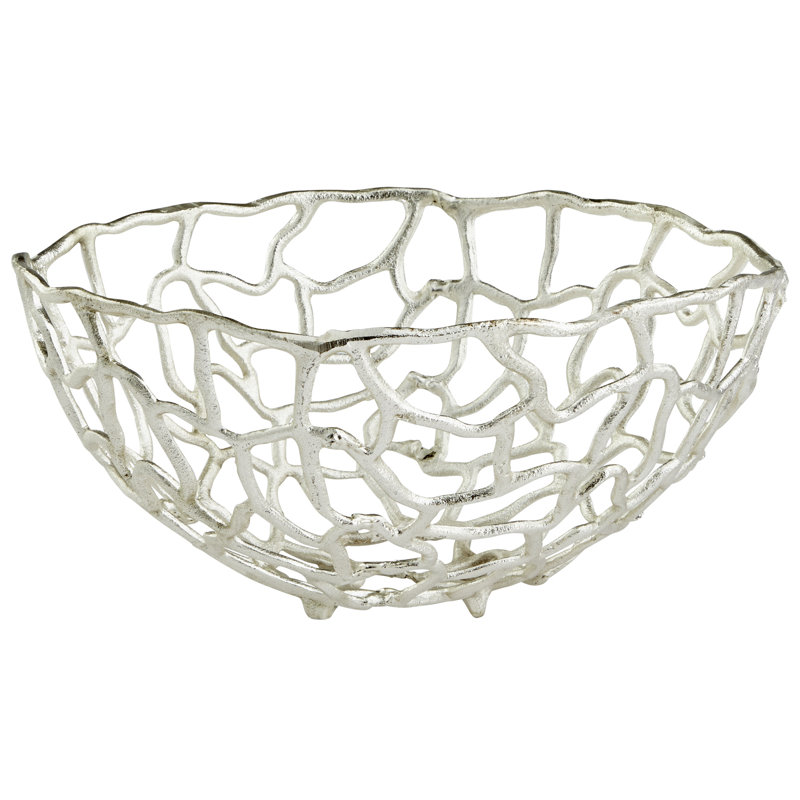 Glass Decorative Bowl, 7.5" H x 15" W x 15" D, Silver