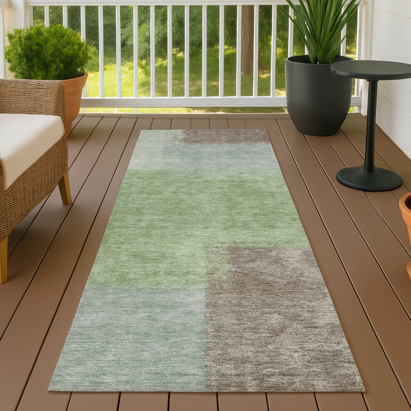 Tapis abstrait lavable à la machine intérieur / extérieur ACN2341, Tapis de couloir 2 pi 3 po x 7 pi 6 po