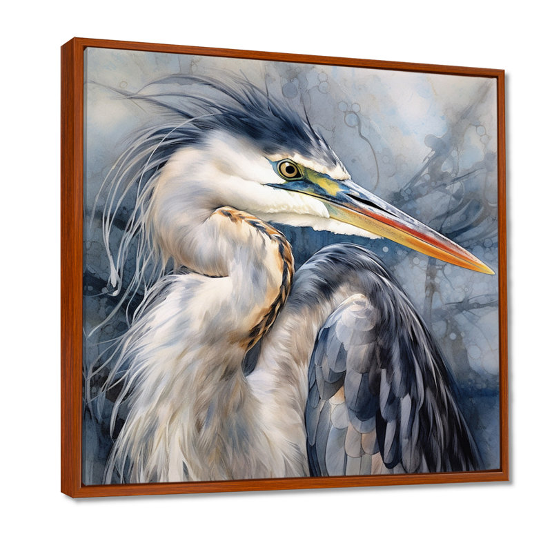 Heron Waterbird II - Heron, impressions encadrées, H 16 po x l 16 po, Brun, Reproduction avec cadre flottant