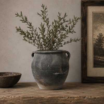 Elayna Charcoal/Gray 9.5'' Indoor / Outdoor Ceramic Floor Vase