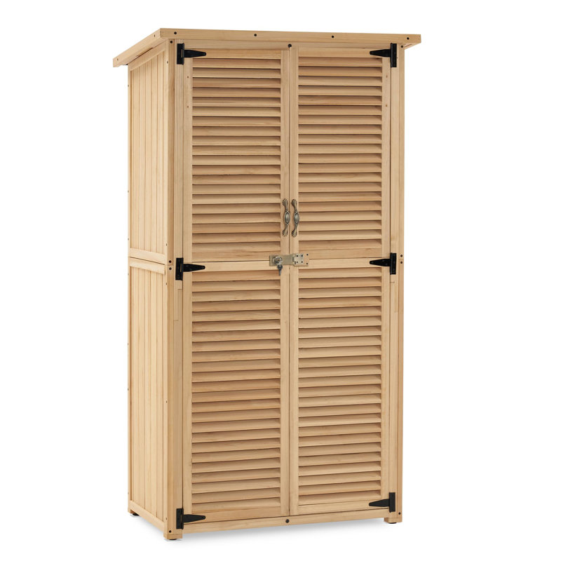 Outside Garden Tool Shed with 2 Doors, Natural
