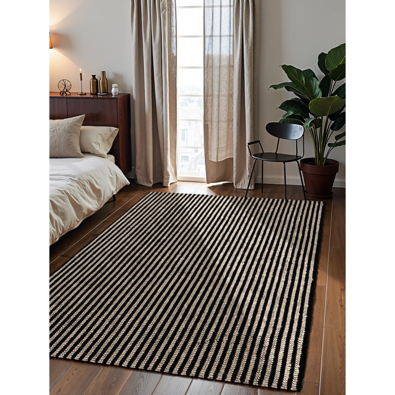 Harvest Striped Jute / Sisal Hand Woven Area Rug, Rectangle 200 x 300 cm