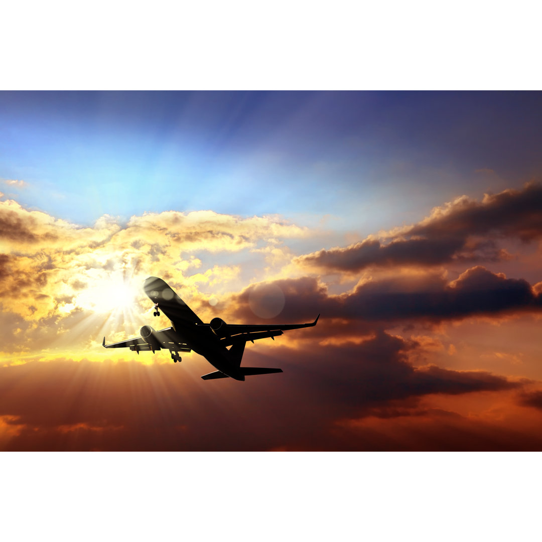 Close Up Flying Commercial Passenger Airplane von Imagedepotpro - Wrapped Canvas Art Prints