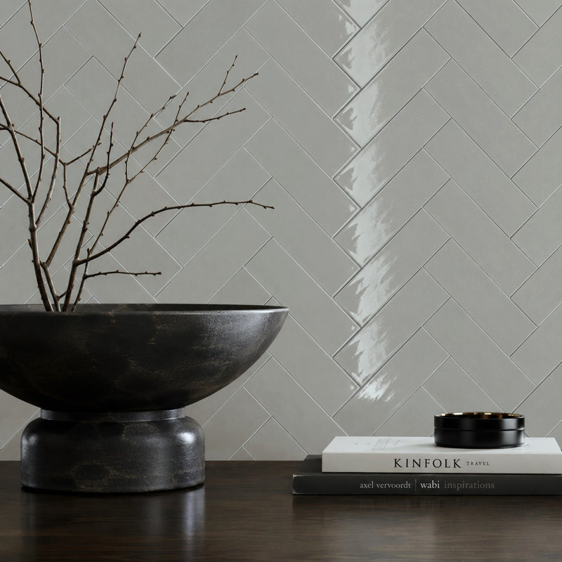 Curvaceous 3" x 12" Ceramic Wall Tile, Gray