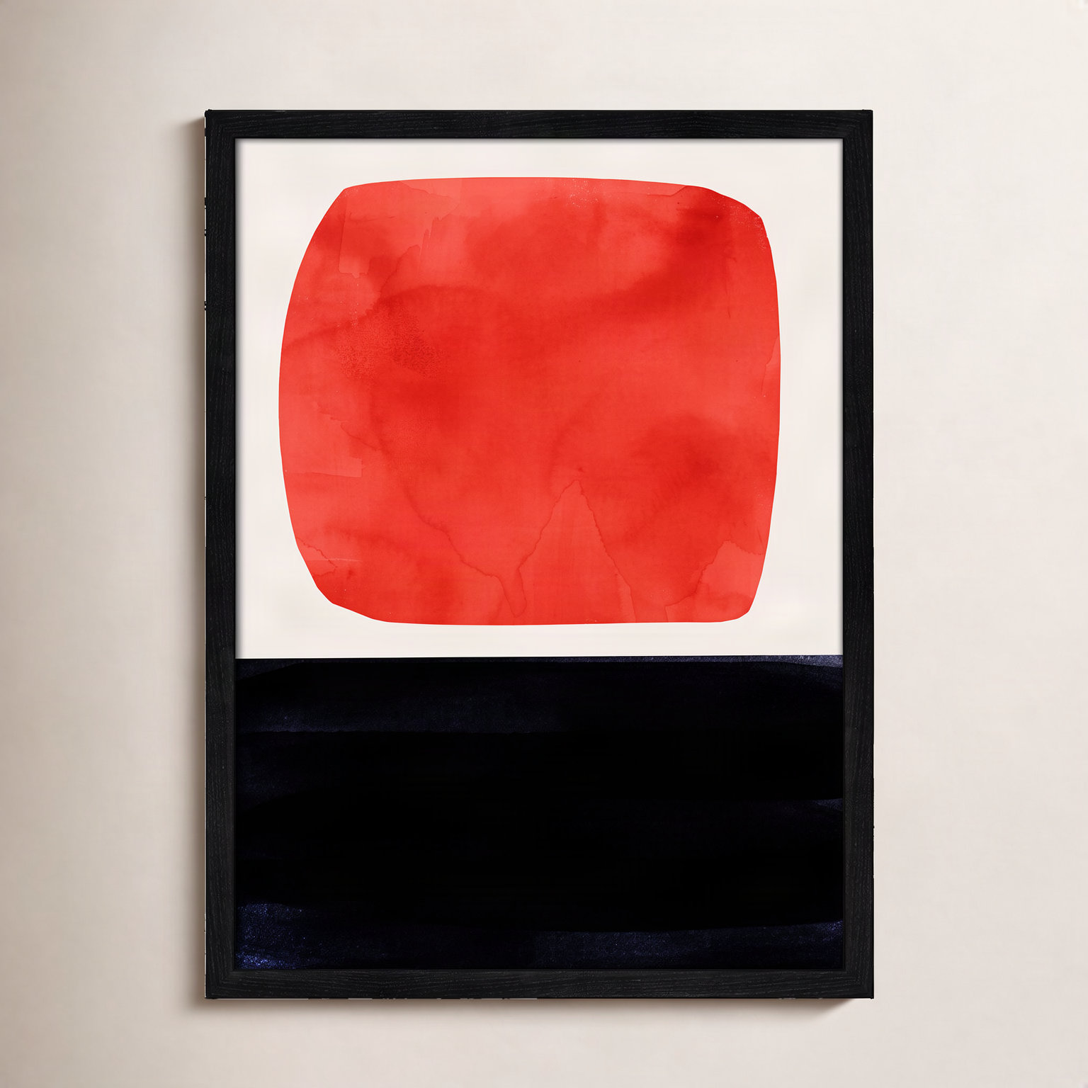 Boxed-Red Print by Aoibhne Hogan, 23" H x 17" W x 0.75" D, Black Wood Grain Paper