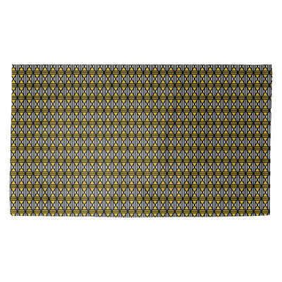 Tapis noir/jaune à losanges doublés Avicia
