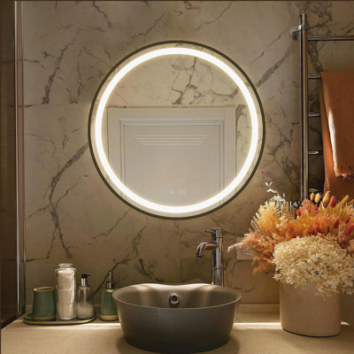 24inch Bathroom Led Classy Vanity Mirror with focused backplane,Black aluminum alloy frame,High Lumen,Dimmable Touch,Wall Switch Control, Anti-Fog ,CRI 95 Adjustable 3000K-4500K-6000K ,IP54 Waterproof